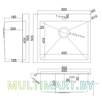 Кухонная мойка ARFEKA AF 500x505 Satin картинка 9